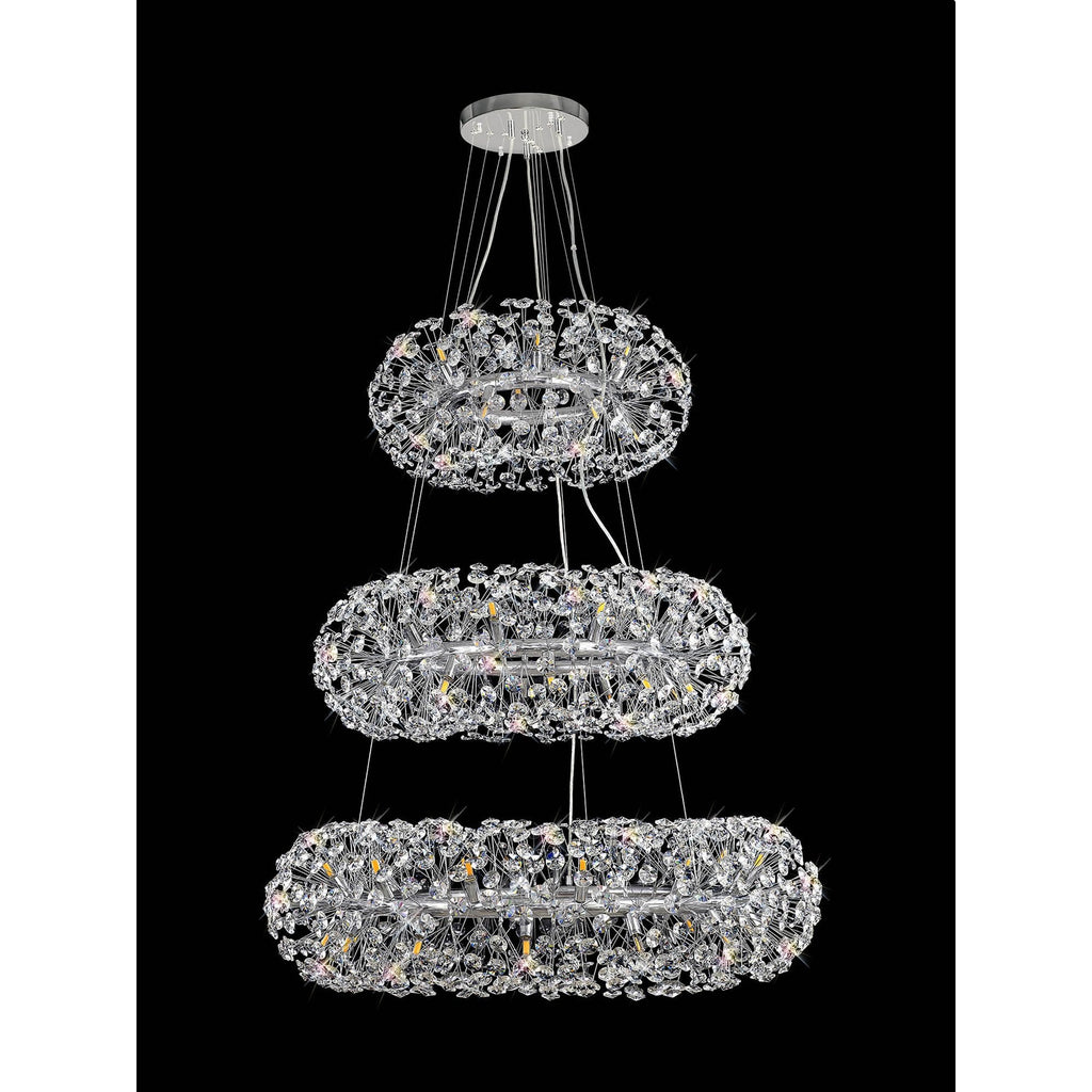 NL84239 Paris 58 Light 3 Tier Pendant Polished Chrome Crystal