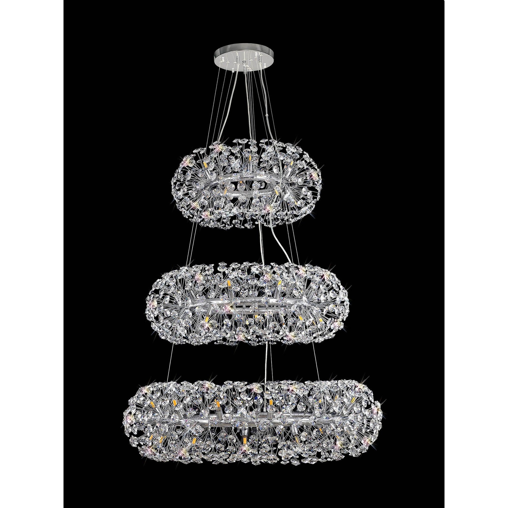 NL84239 Paris 58 Light 3 Tier Pendant Polished Chrome Crystal