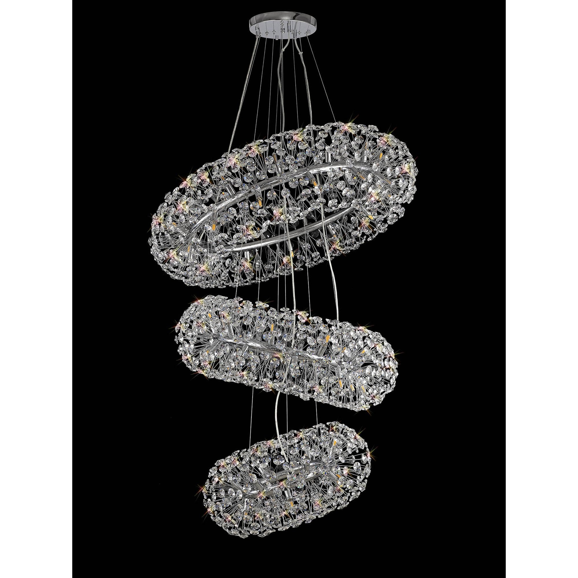 NL84239 Paris 58 Light 3 Tier Pendant Polished Chrome Crystal
