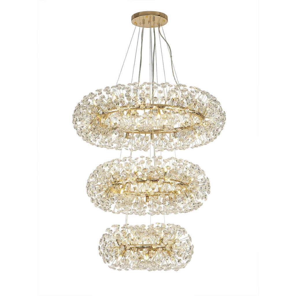 NL84249 Paris 58 Light 3 Tier Pendant French Gold Crystal