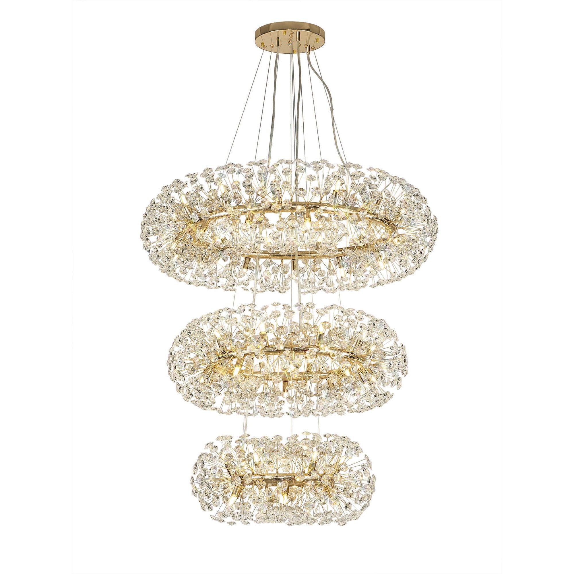 NL84249 Paris 58 Light 3 Tier Pendant French Gold Crystal
