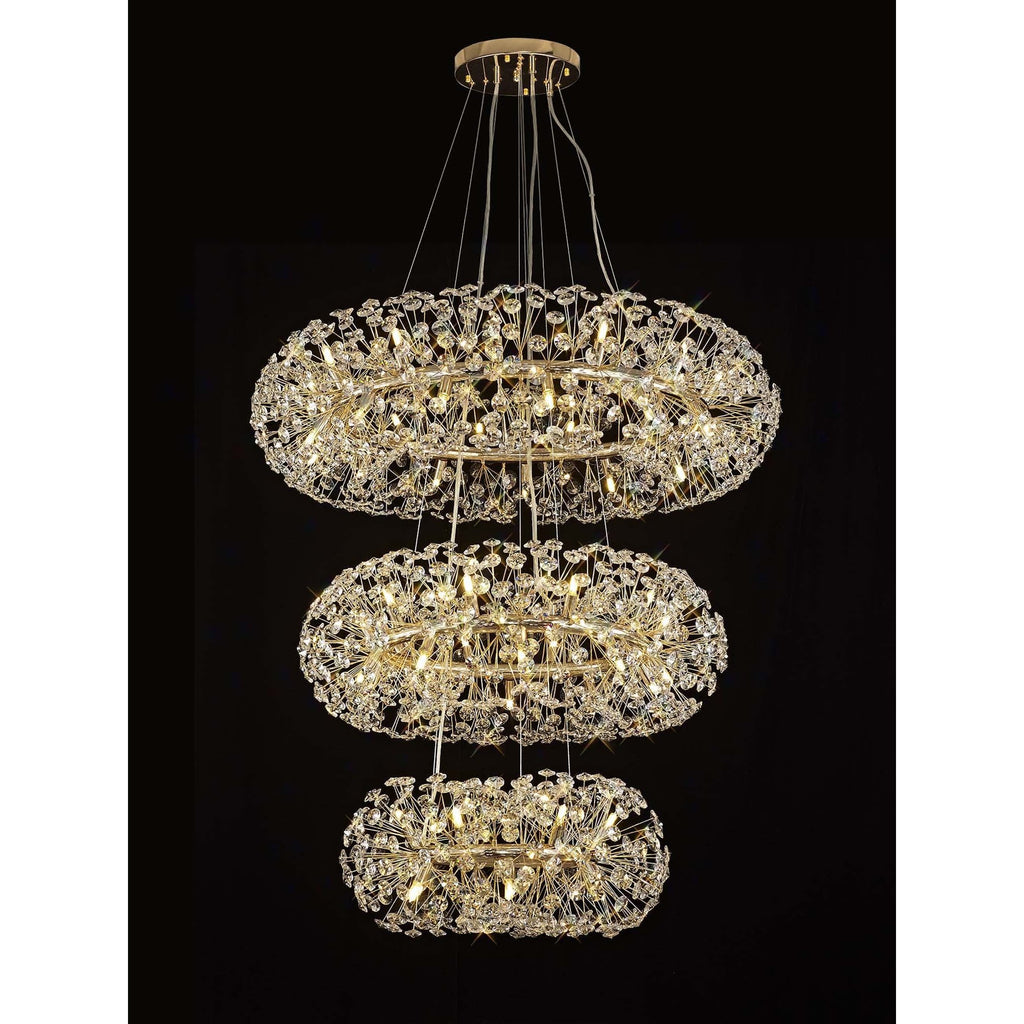 NL84249 Paris 58 Light 3 Tier Pendant French Gold Crystal