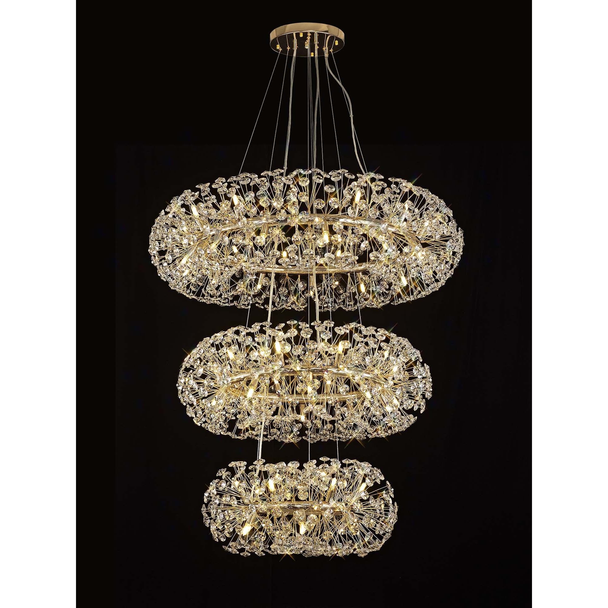 NL84249 Paris 58 Light 3 Tier Pendant French Gold Crystal