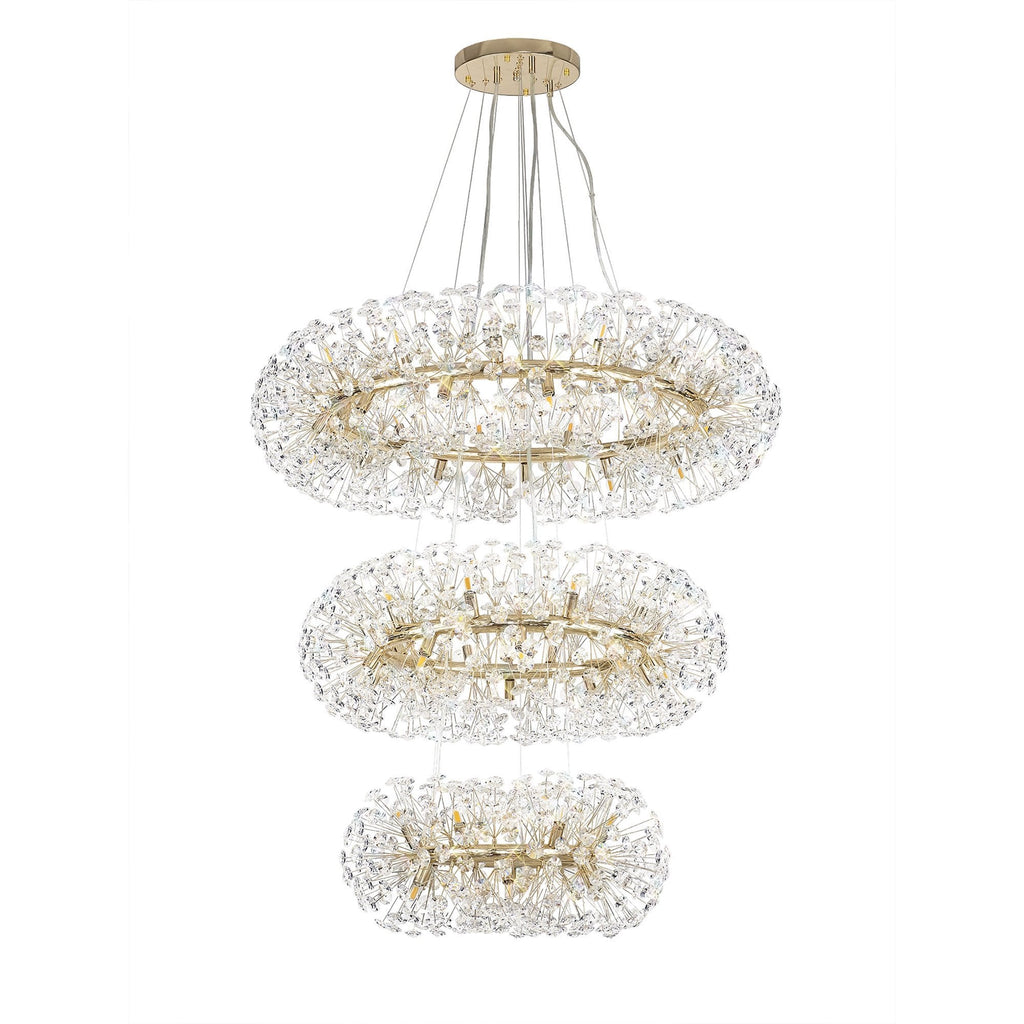 NL84249 Paris 58 Light 3 Tier Pendant French Gold Crystal