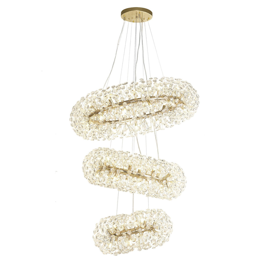 NL84249 Paris 58 Light 3 Tier Pendant French Gold Crystal