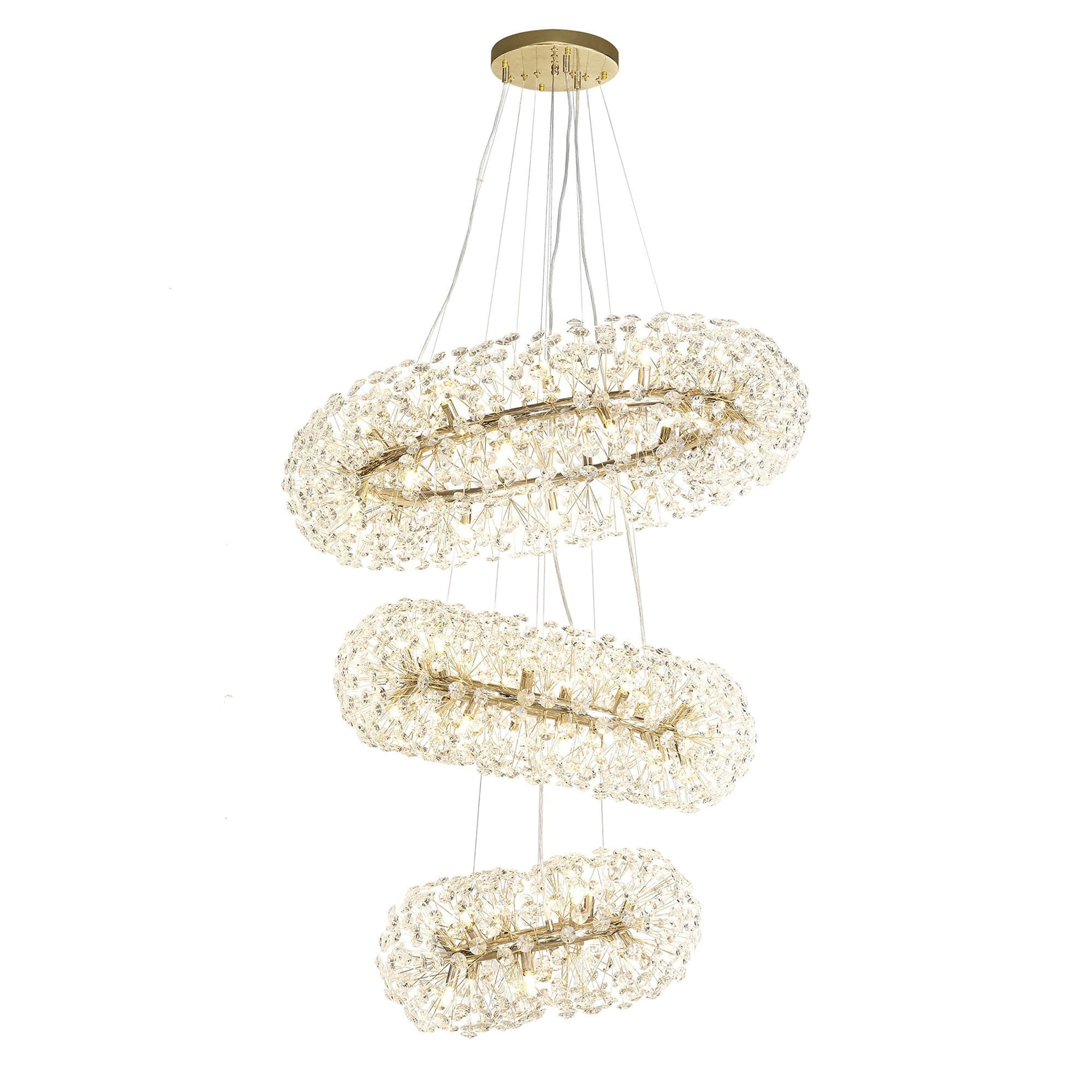 NL84249 Paris 58 Light 3 Tier Pendant French Gold Crystal