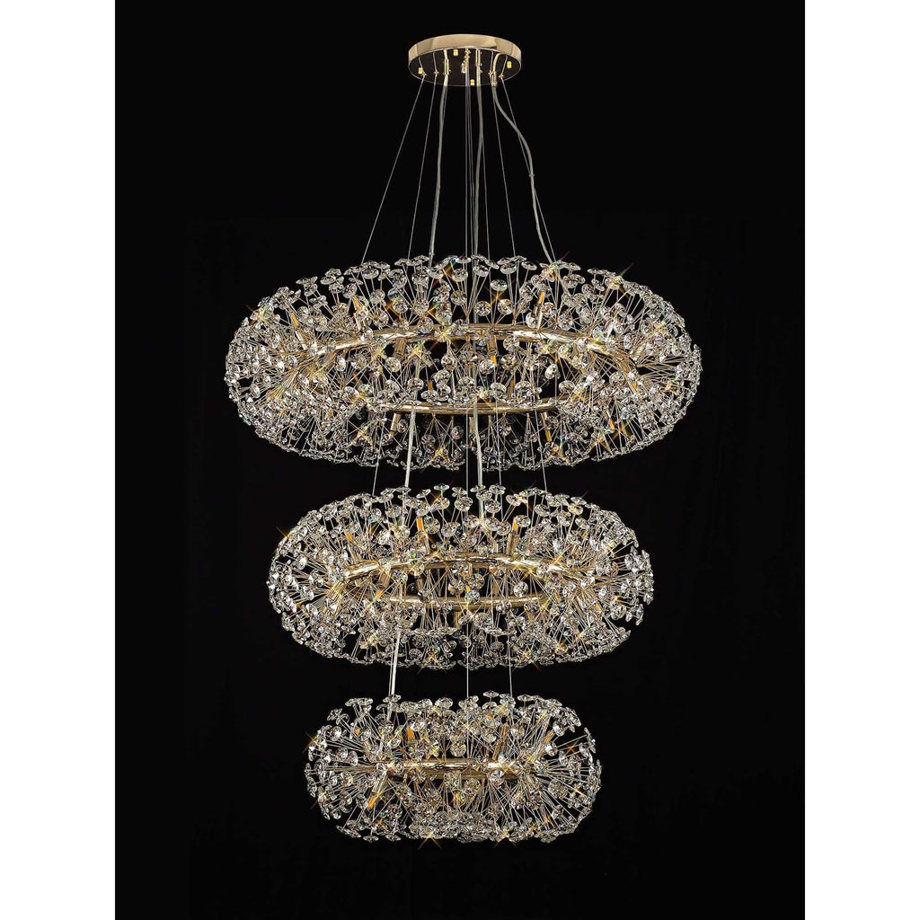 NL84249 Paris 58 Light 3 Tier Pendant French Gold Crystal