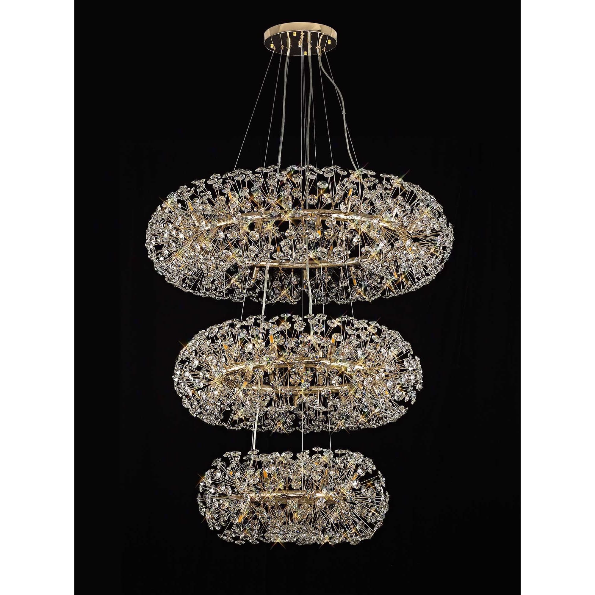 NL84249 Paris 58 Light 3 Tier Pendant French Gold Crystal