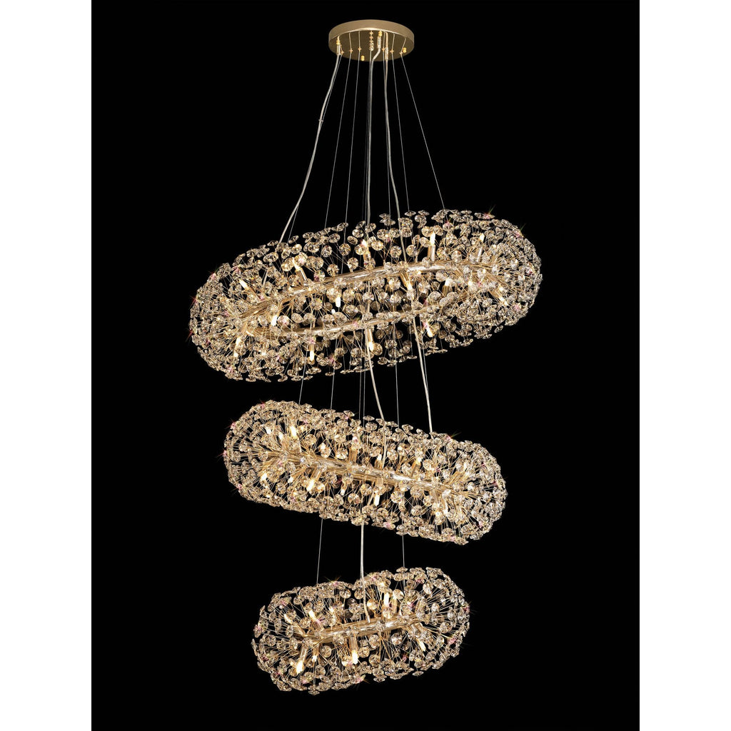 NL84249 Paris 58 Light 3 Tier Pendant French Gold Crystal