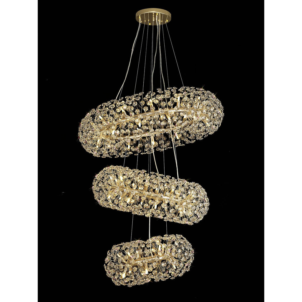 NL84249 Paris 58 Light 3 Tier Pendant French Gold Crystal