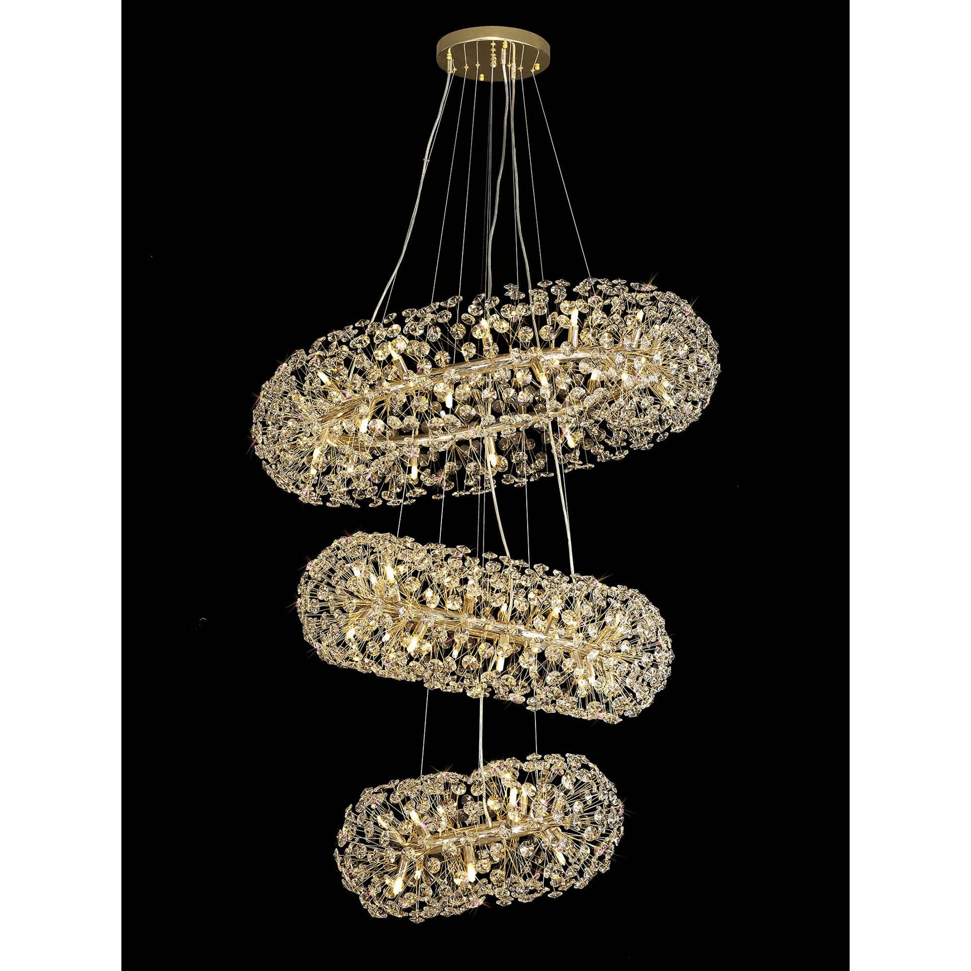 NL84249 Paris 58 Light 3 Tier Pendant French Gold Crystal
