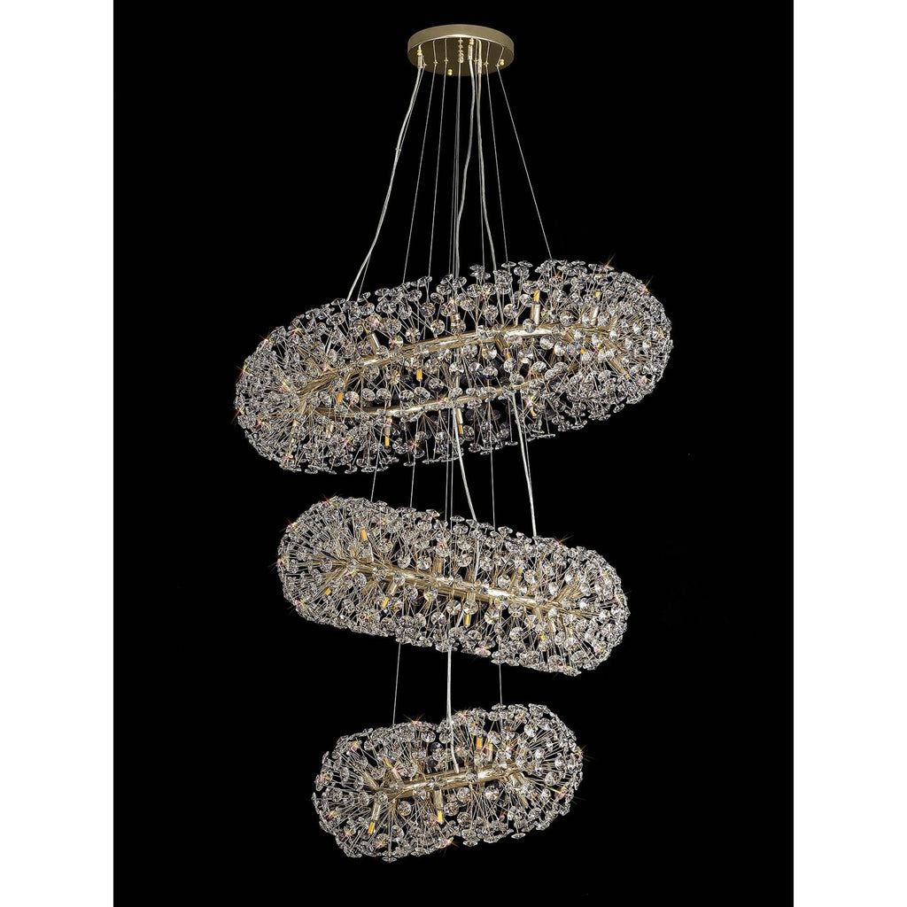 NL84249 Paris 58 Light 3 Tier Pendant French Gold Crystal