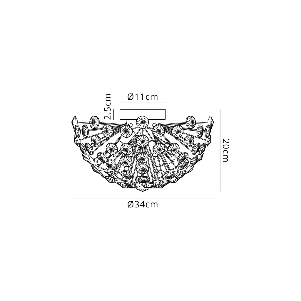 NL86929 Paris 4 Light Ceiling Light Polished Chrome Crystal