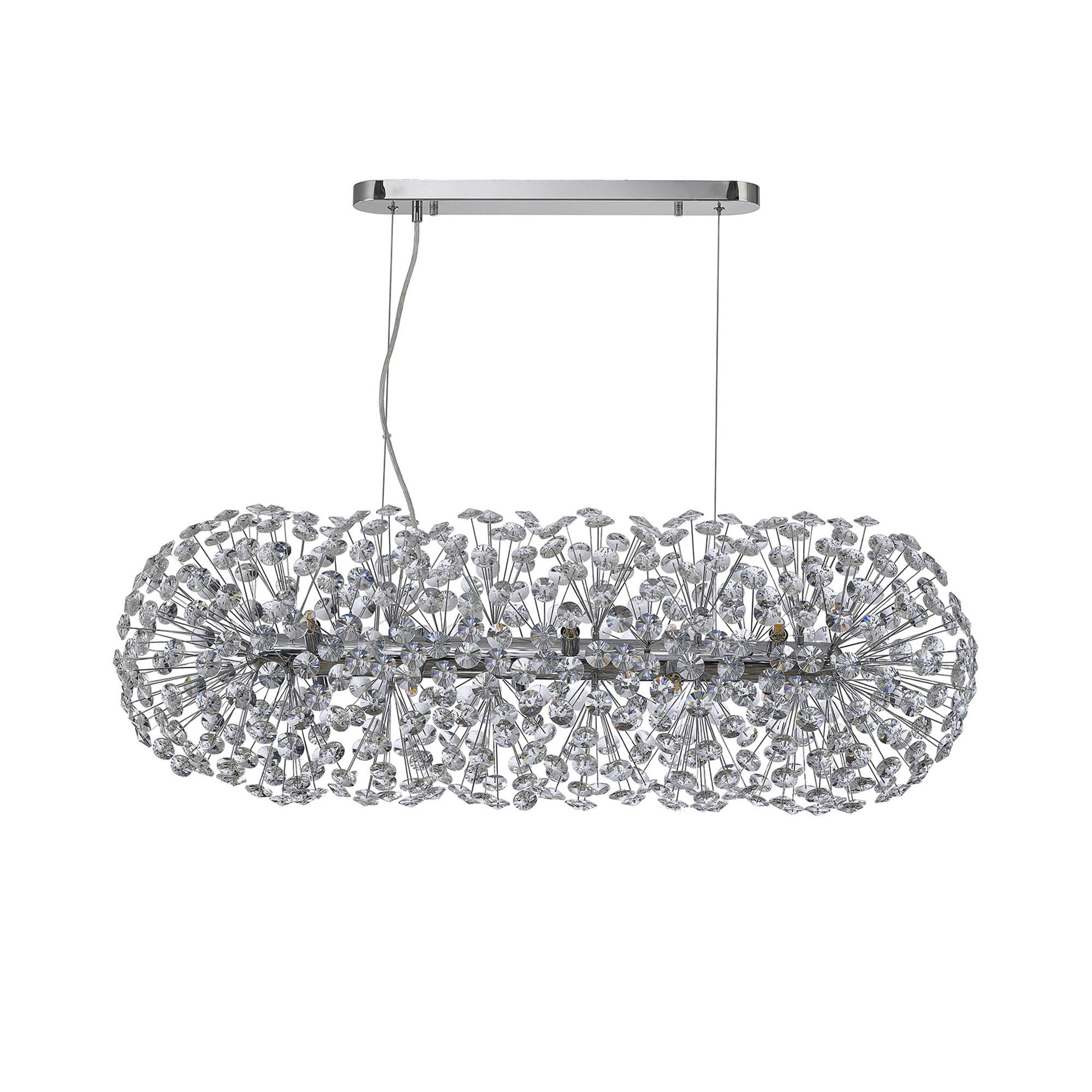 NL87759 Paris 10 Light Oblong Linear Pendant Polished Chrome Crystal