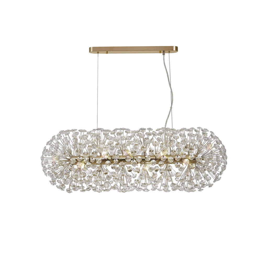 NL87779 Paris 10 Light Oblong Linear Pendant French Gold Crystal