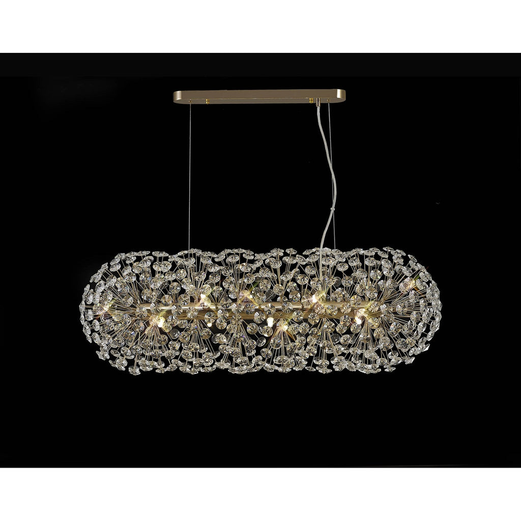 NL87779 Paris 10 Light Oblong Linear Pendant French Gold Crystal