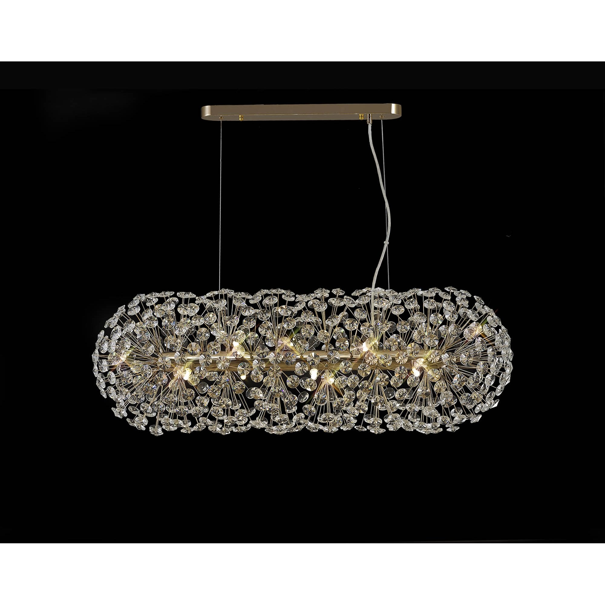 NL87779 Paris 10 Light Oblong Linear Pendant French Gold Crystal