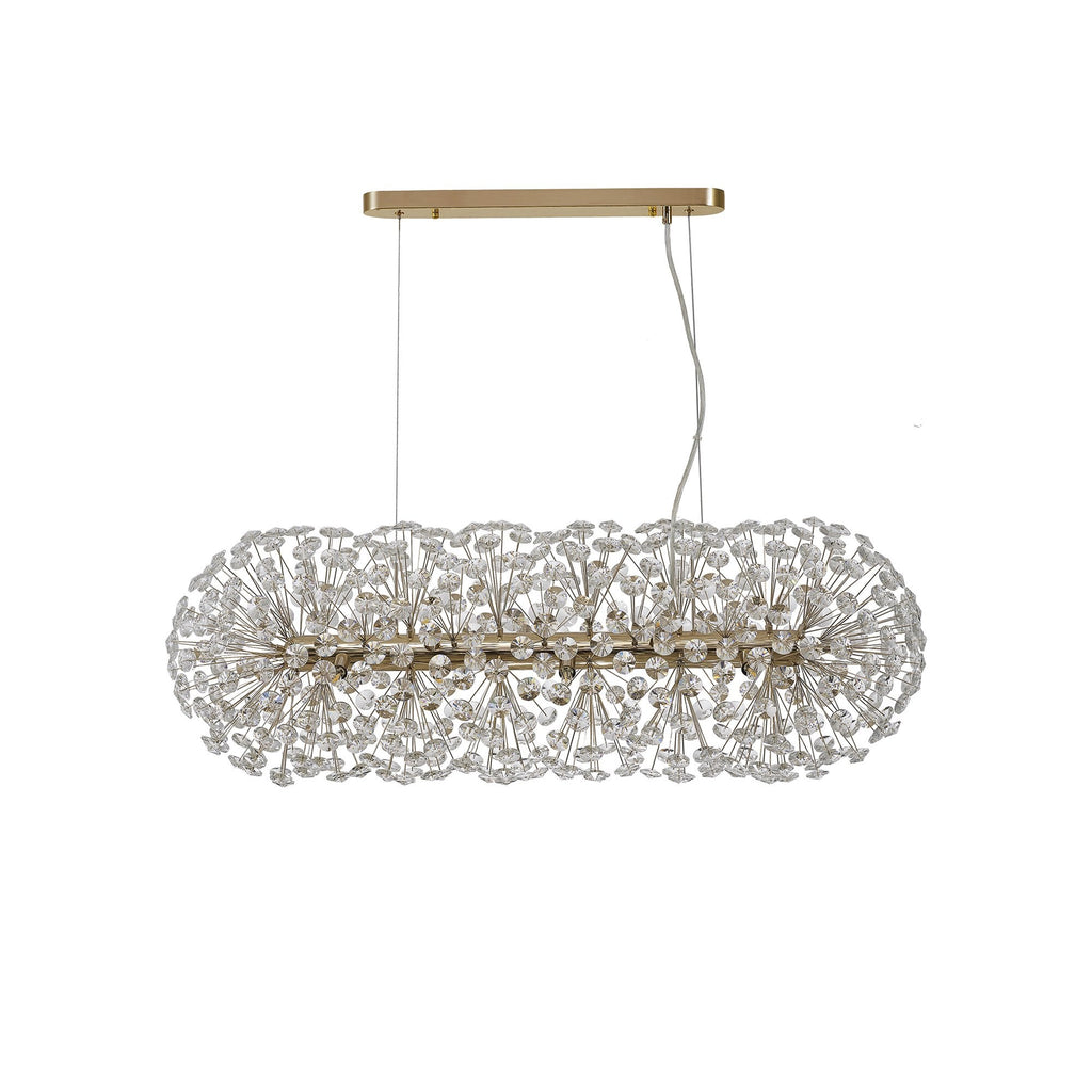 NL87779 Paris 10 Light Oblong Linear Pendant French Gold Crystal