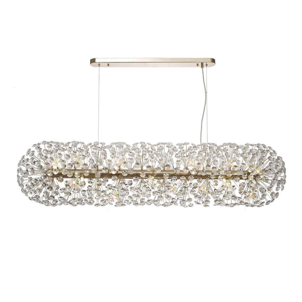 NL87789 Paris 14 Light Oblong Linear Pendant French Gold Crystal