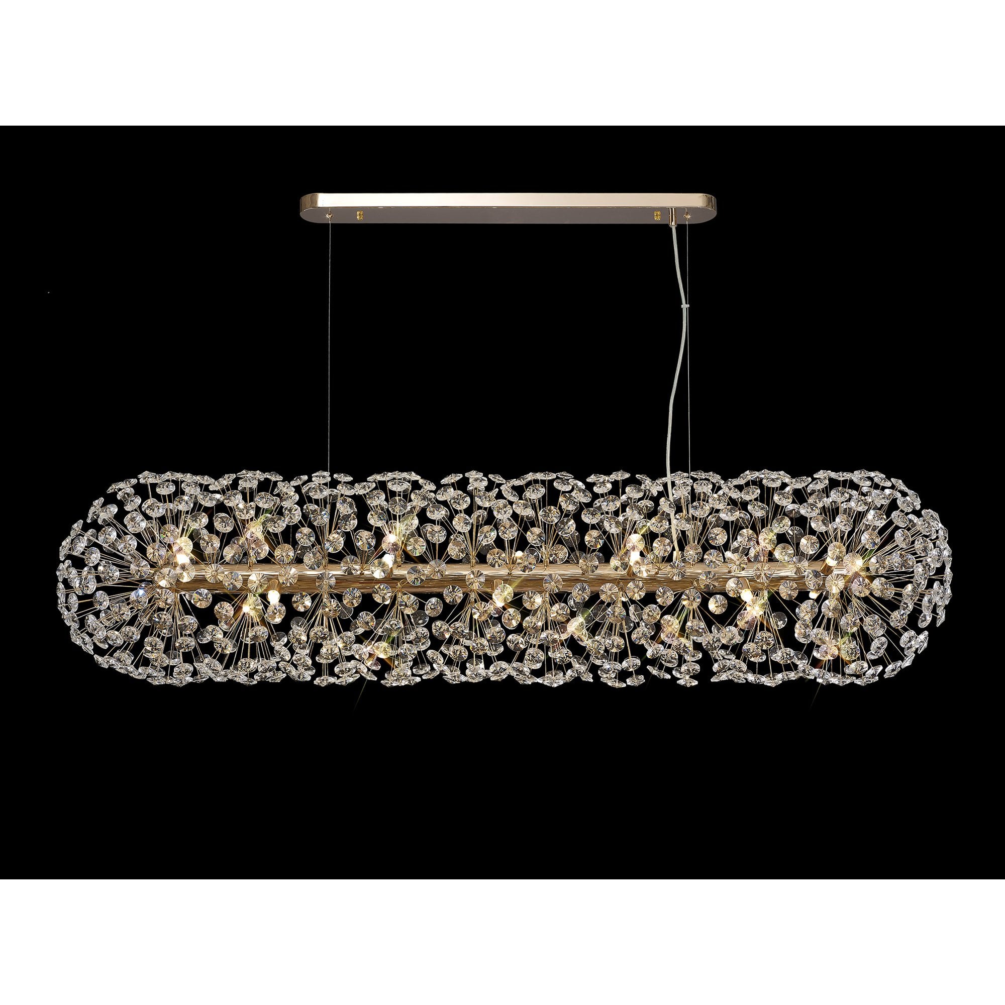NL87789 Paris 14 Light Oblong Linear Pendant French Gold Crystal