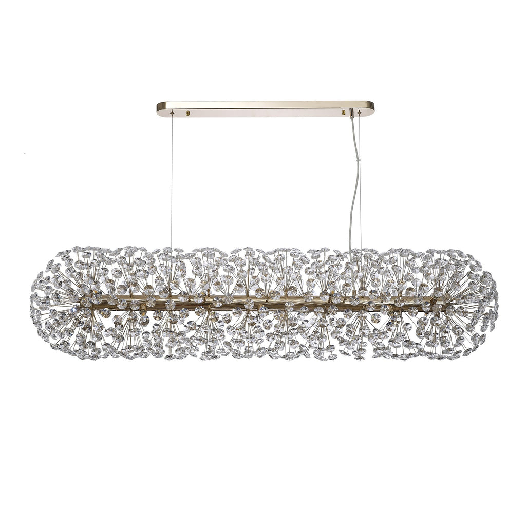 NL87789 Paris 14 Light Oblong Linear Pendant French Gold Crystal