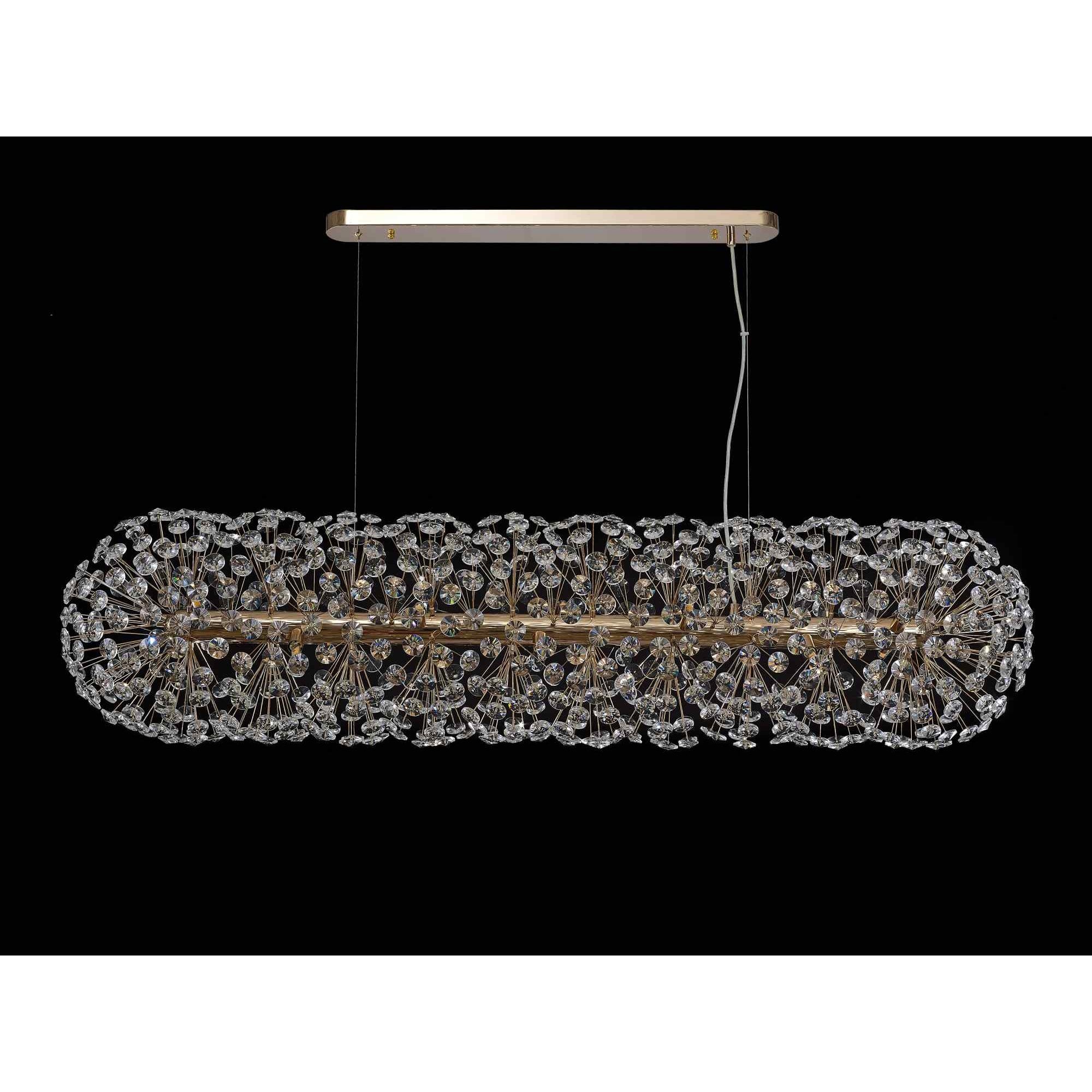 NL87789 Paris 14 Light Oblong Linear Pendant French Gold Crystal