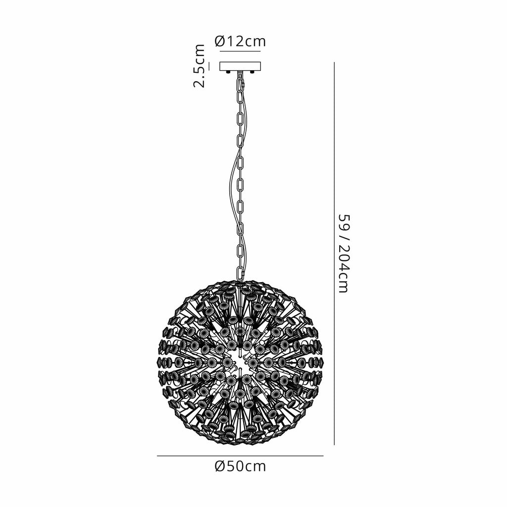 NL99749 Paris 12 Light Pendant Polished Chrome Crystal