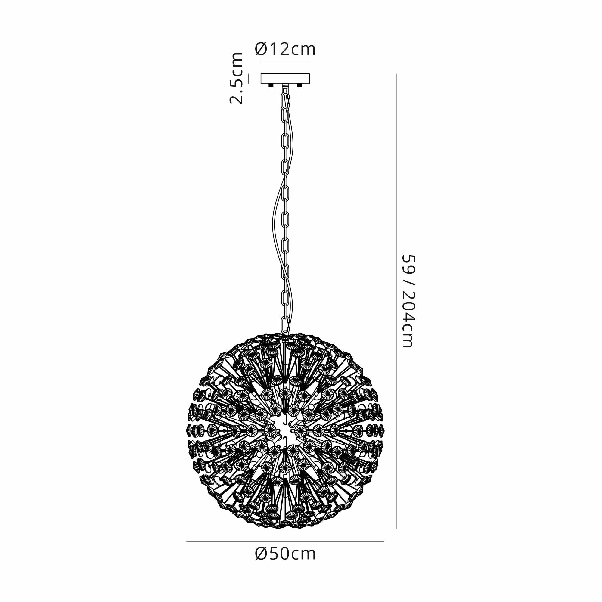 NL99749 Paris 12 Light Pendant Polished Chrome Crystal