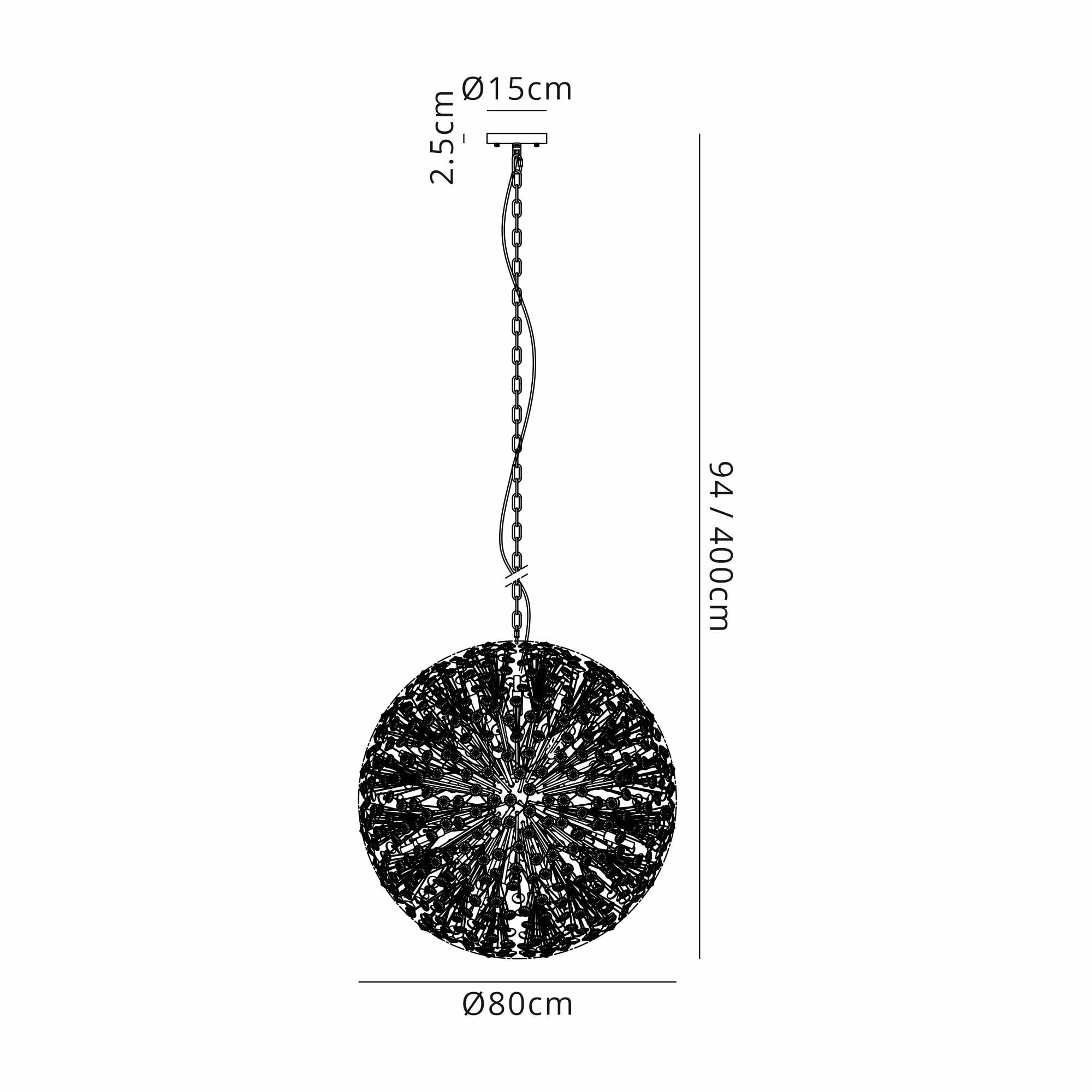 NL99769 Paris 24 Light Pendant Polished Chrome Crystal