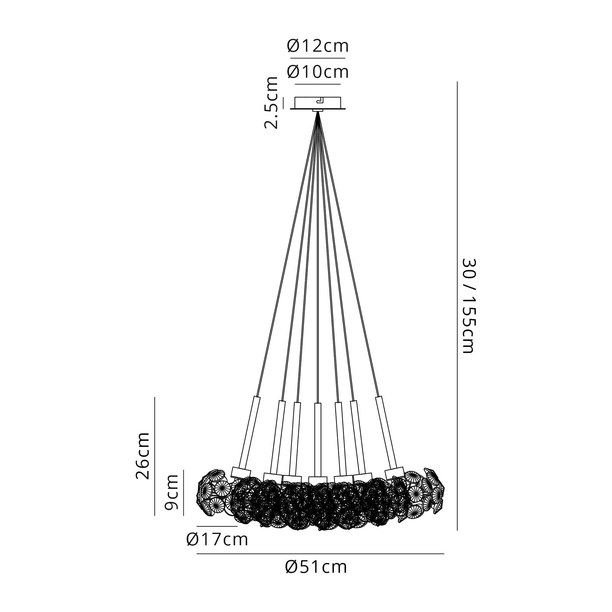 NLK04919 Paris 7 Light Cluster Pendant Polished Chrome Crystal