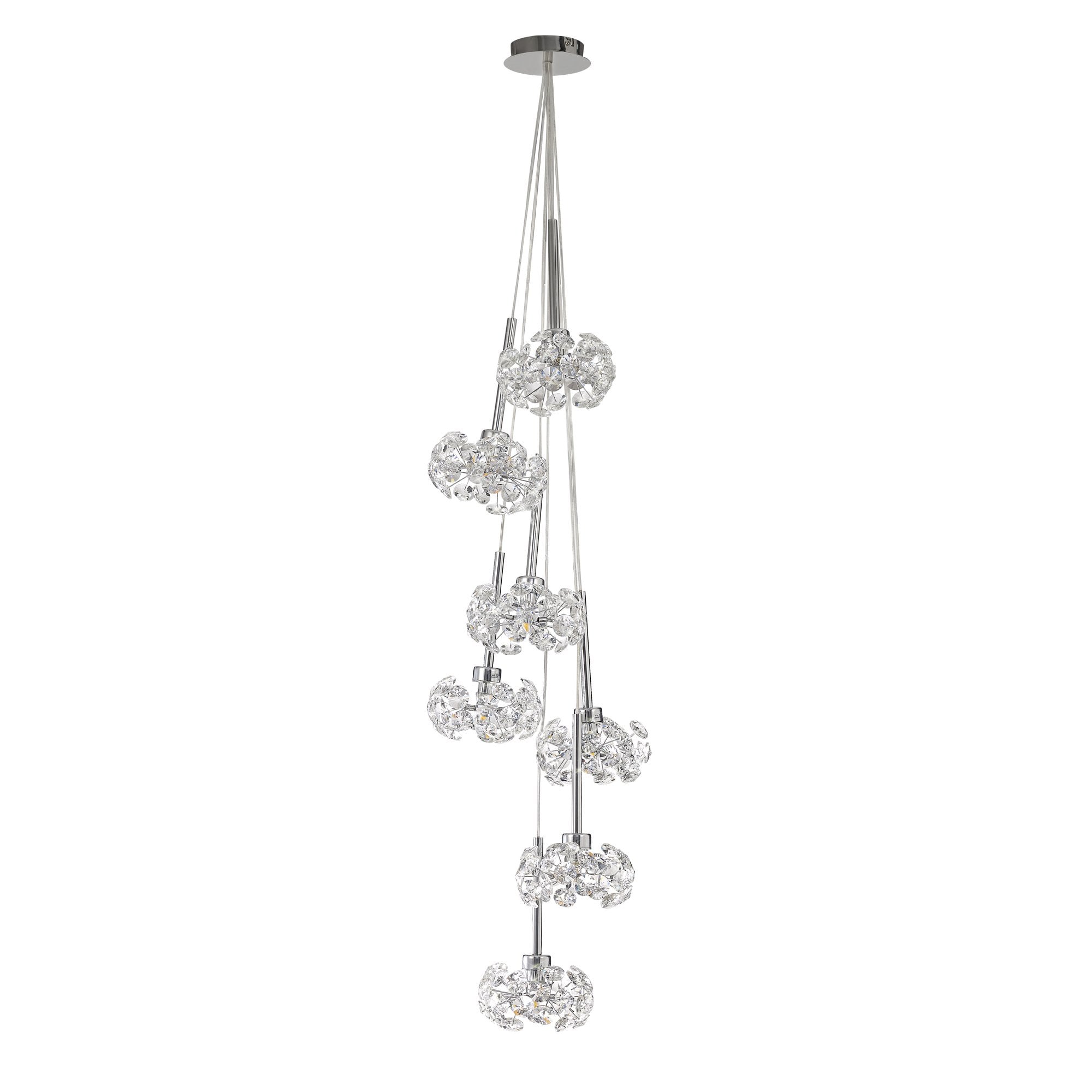 NLK04919 Paris 7 Light Cluster Pendant Polished Chrome Crystal
