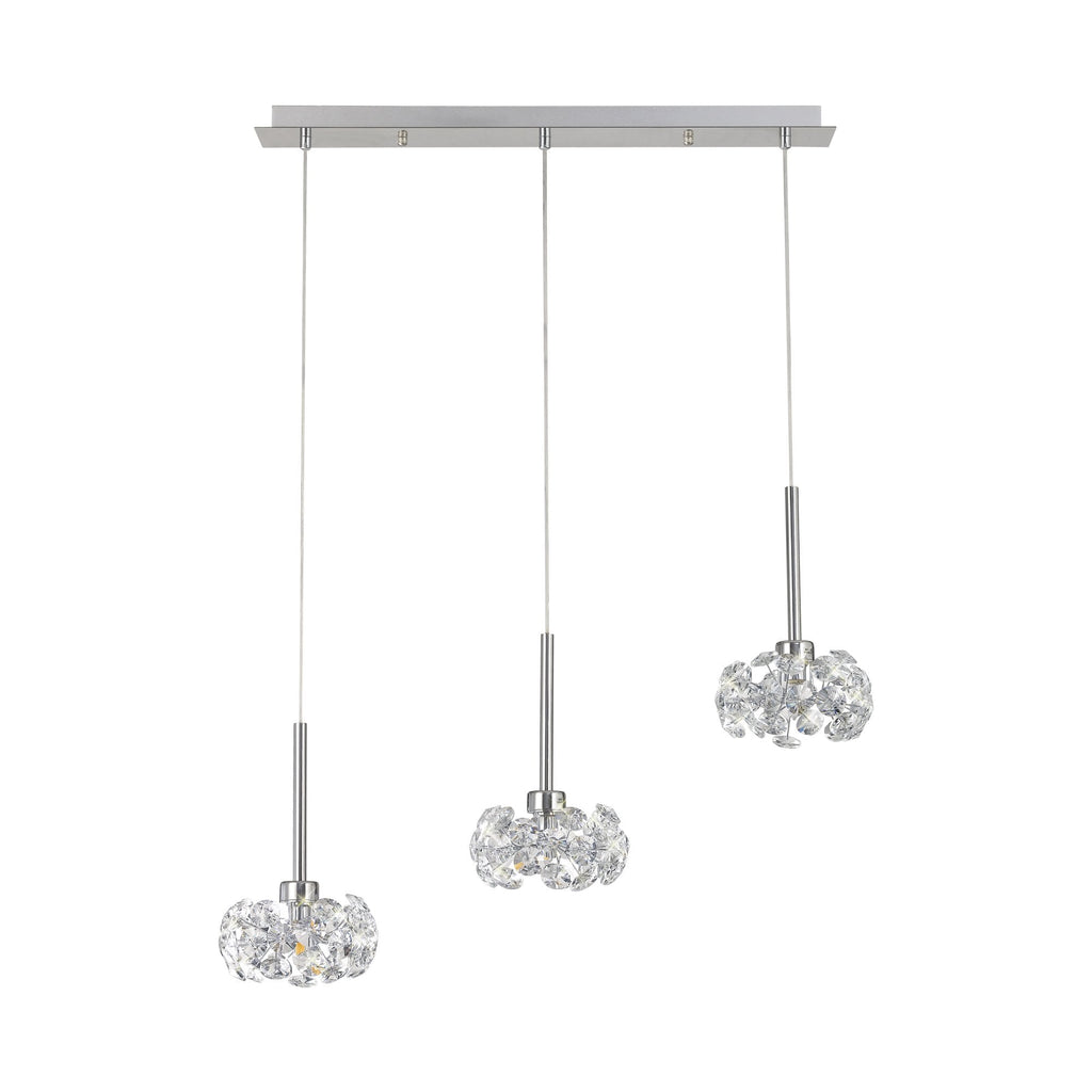 NLK04929 Paris 3 Light Linear Pendant Polished Chrome Crystal