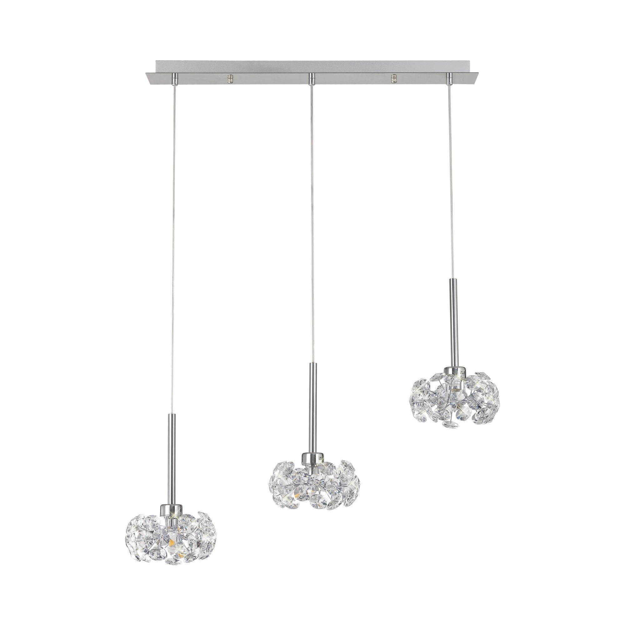 NLK04929 Paris 3 Light Linear Pendant Polished Chrome Crystal