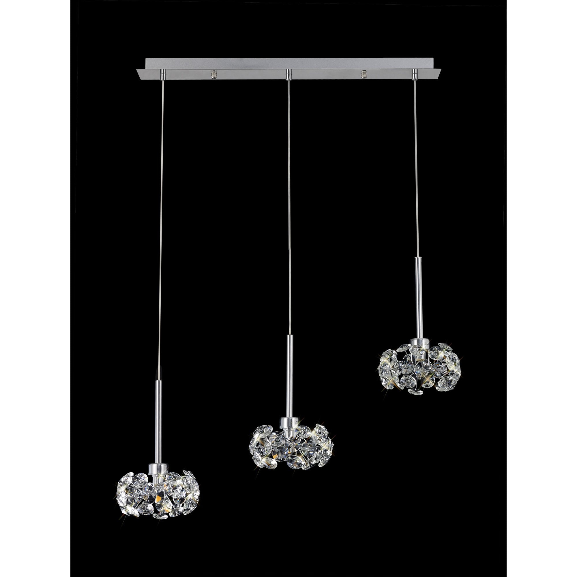 NLK04929 Paris 3 Light Linear Pendant Polished Chrome Crystal