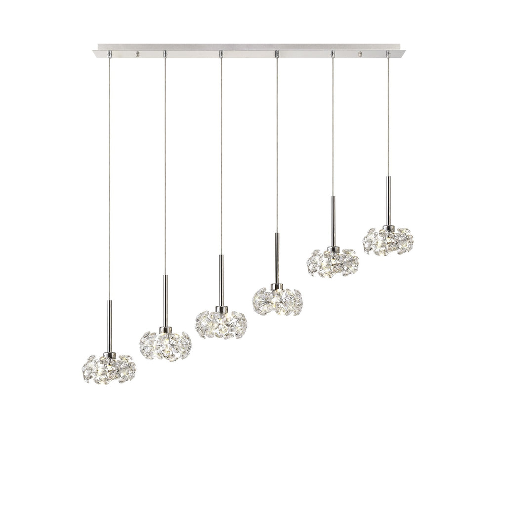 NLK04939 Paris 6 Light Linear Pendant Polished Chrome Crystal