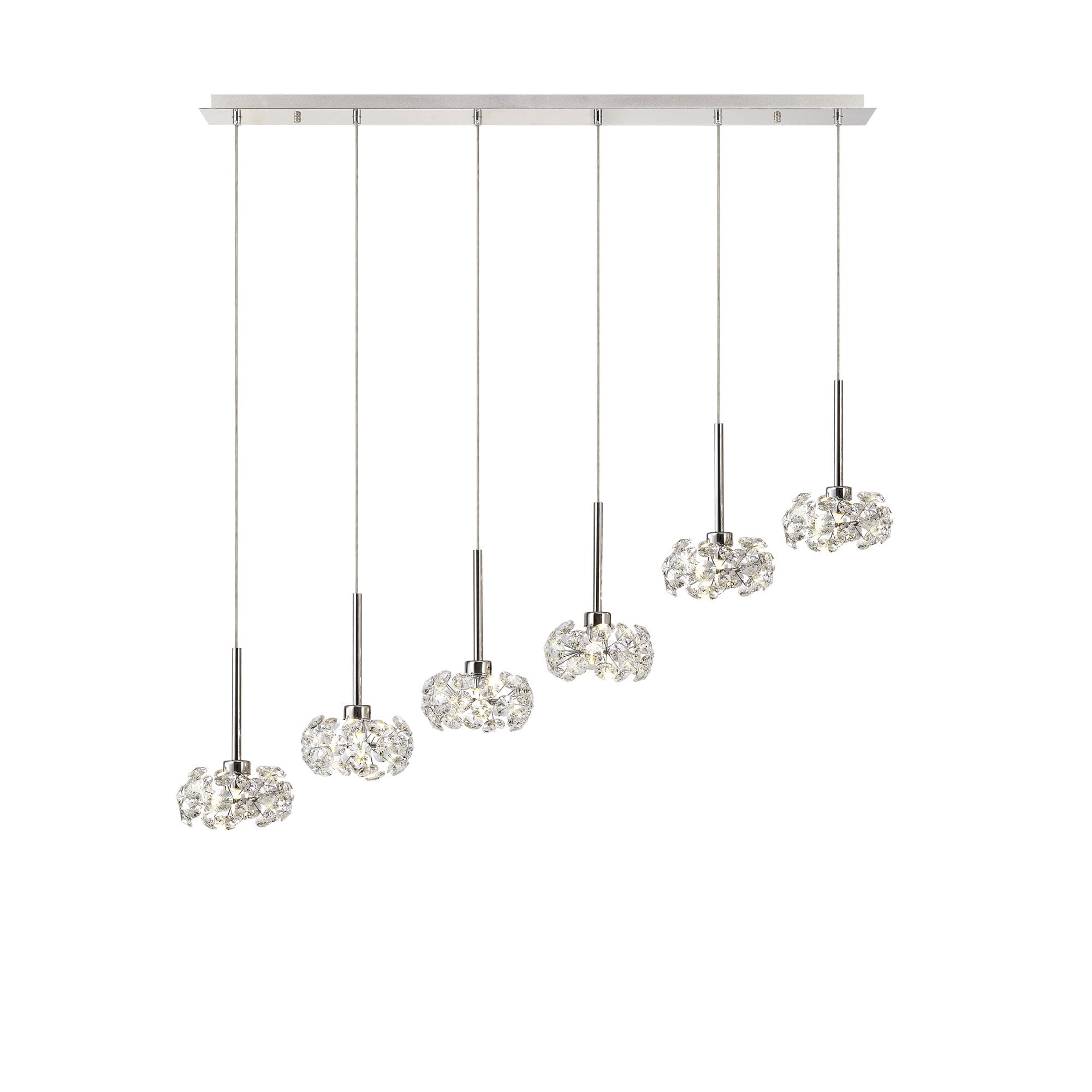 NLK04939 Paris 6 Light Linear Pendant Polished Chrome Crystal