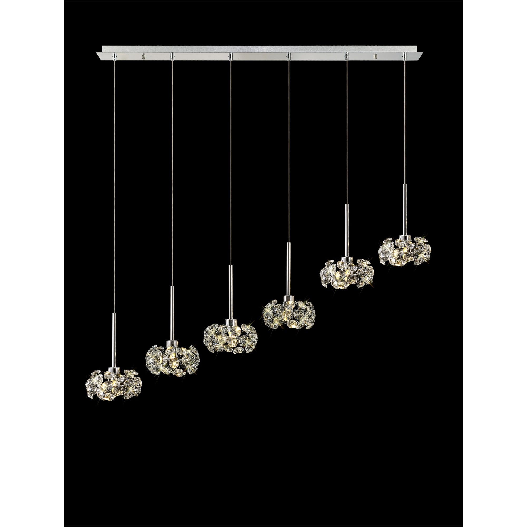 NLK04939 Paris 6 Light Linear Pendant Polished Chrome Crystal