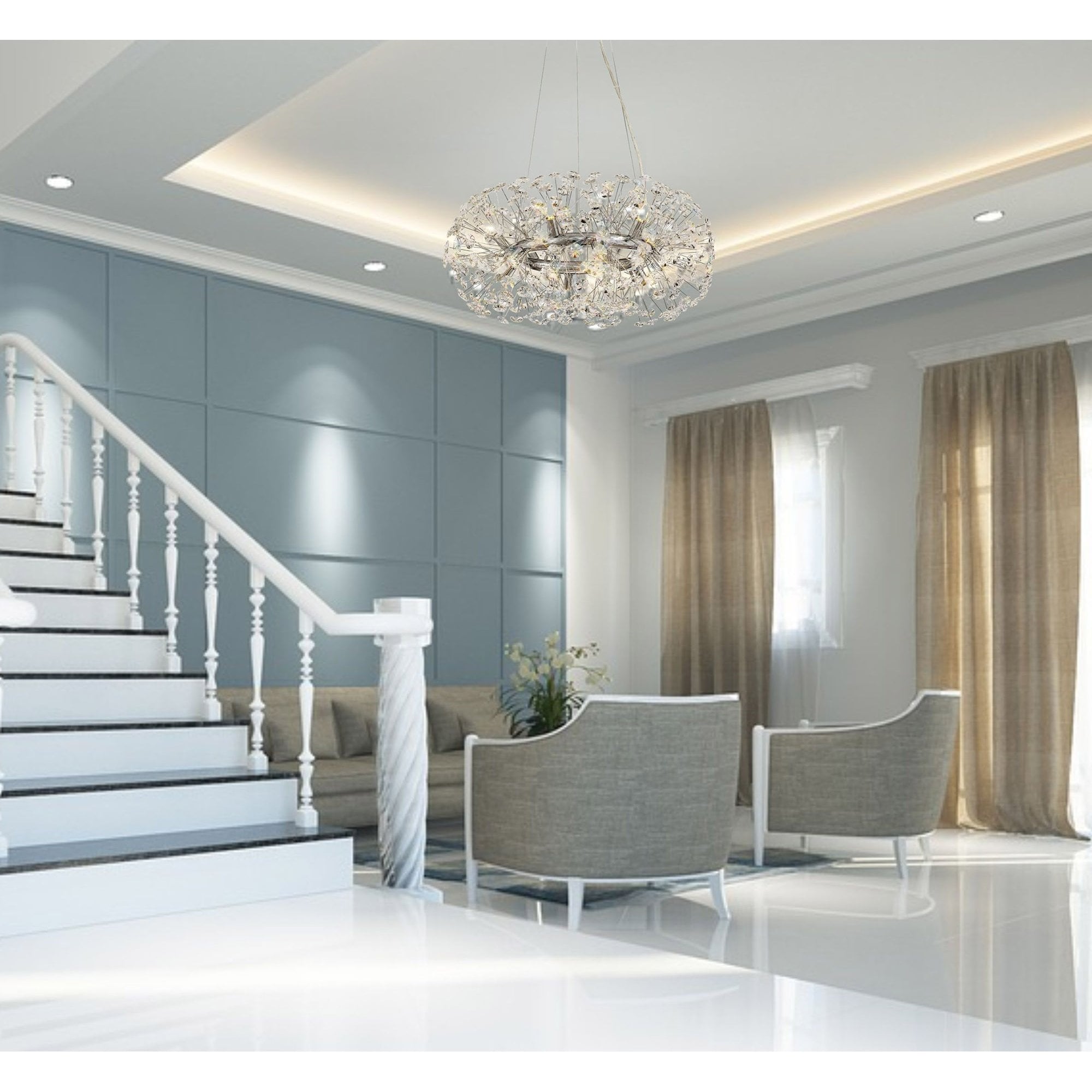 NLK04939 Paris 6 Light Linear Pendant Polished Chrome Crystal