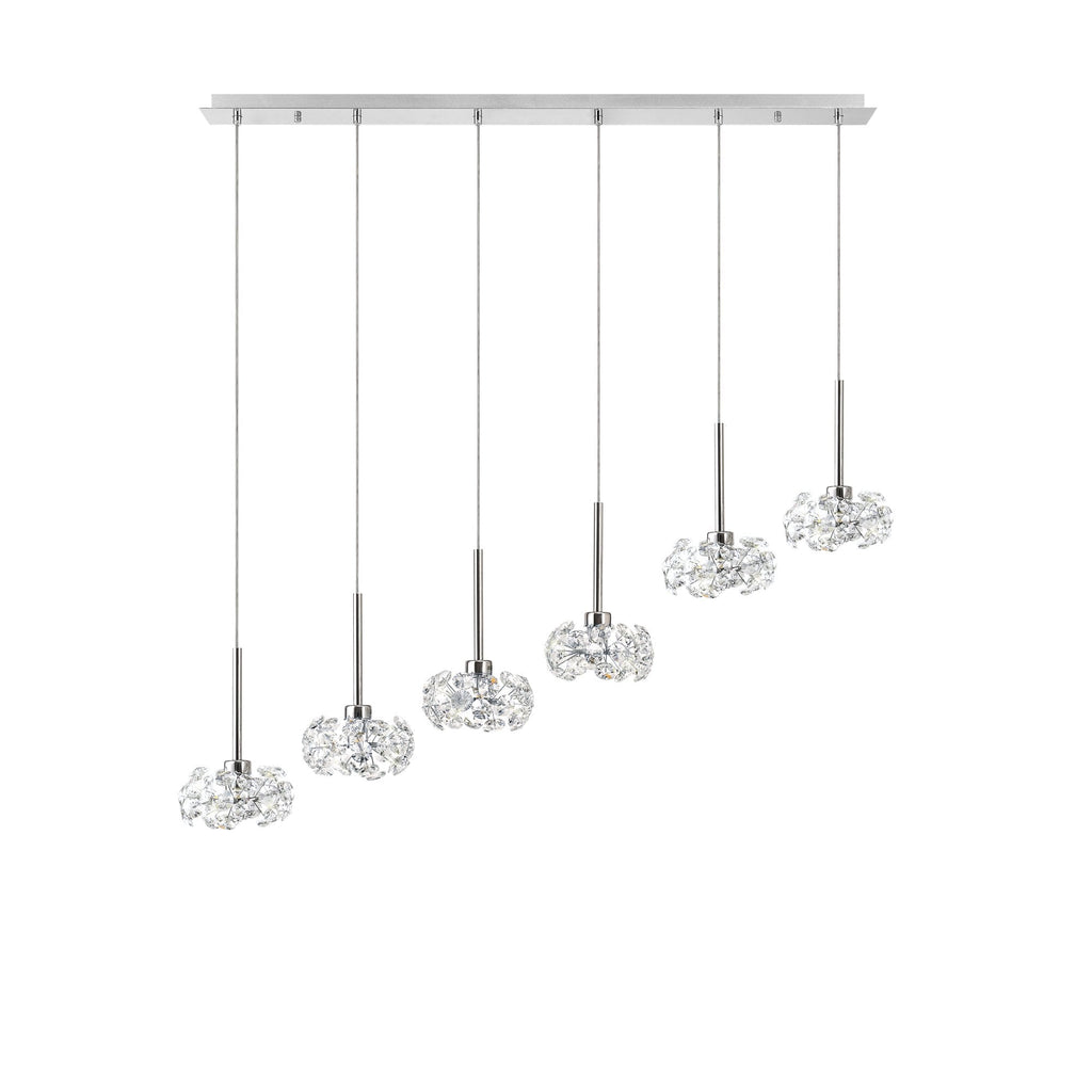 NLK04939 Paris 6 Light Linear Pendant Polished Chrome Crystal