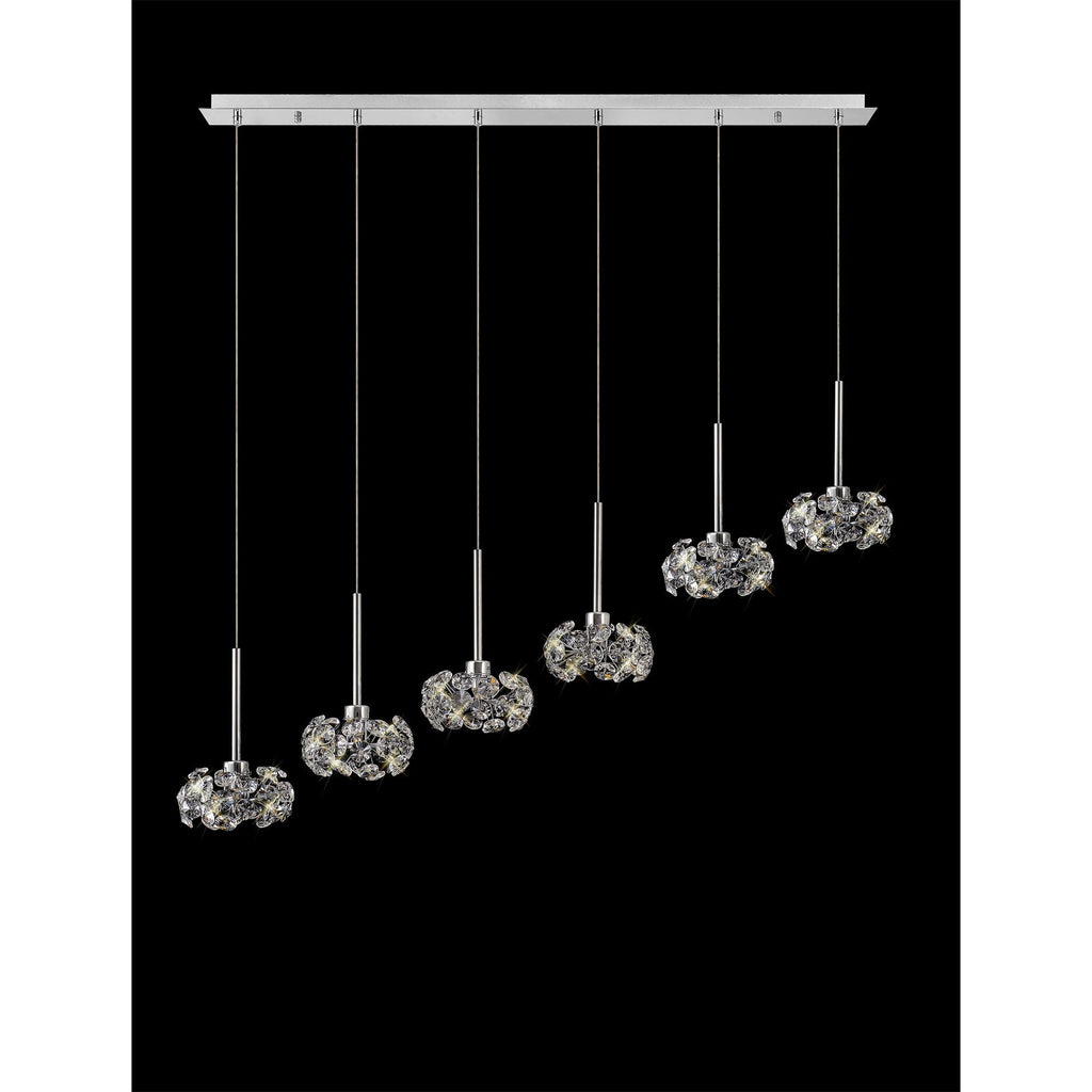 NLK04939 Paris 6 Light Linear Pendant Polished Chrome Crystal