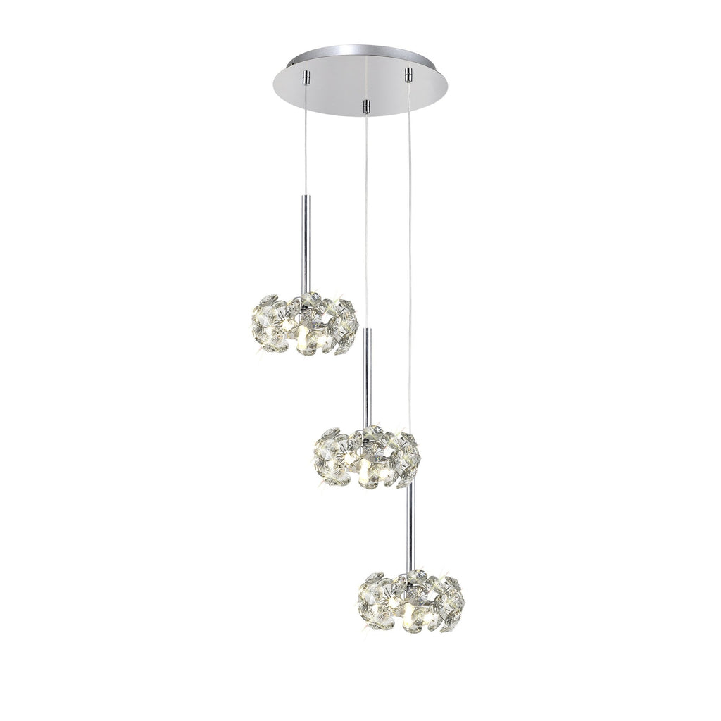 NLK04949 Paris 3 Light Round Pendant Polished Chrome Crystal