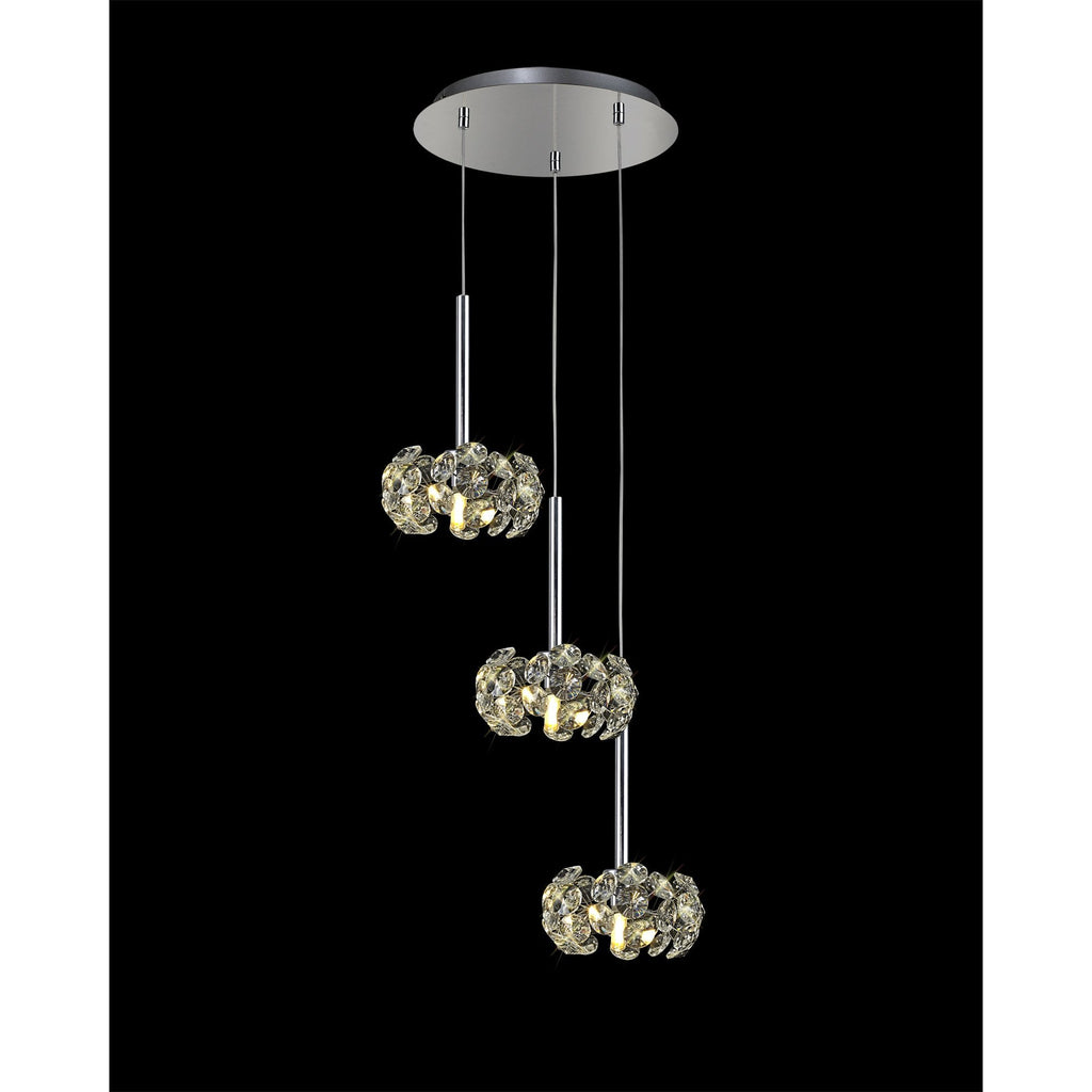 NLK04949 Paris 3 Light Round Pendant Polished Chrome Crystal