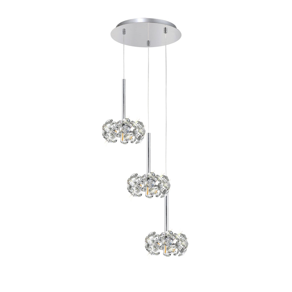 NLK04949 Paris 3 Light Round Pendant Polished Chrome Crystal