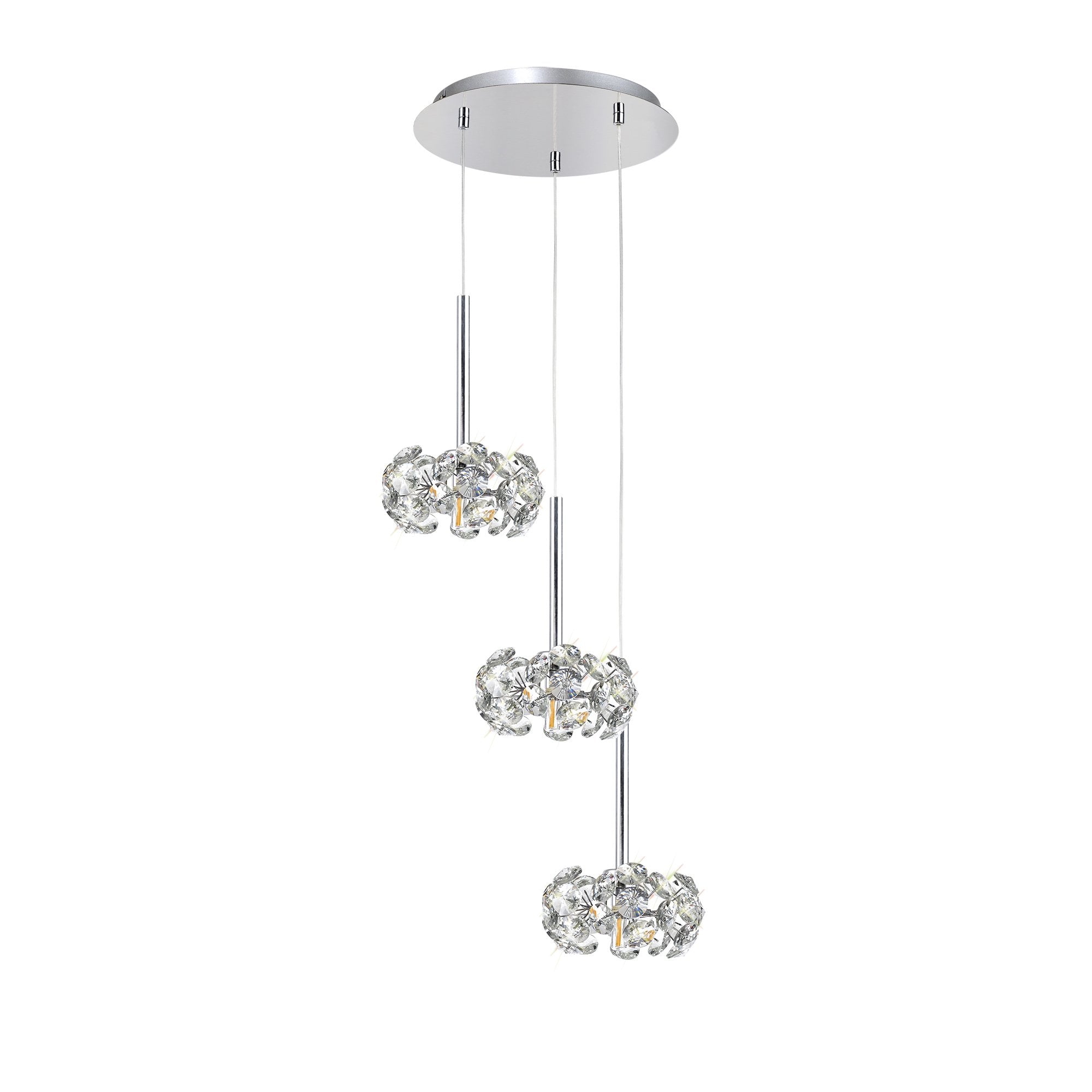 NLK04949 Paris 3 Light Round Pendant Polished Chrome Crystal