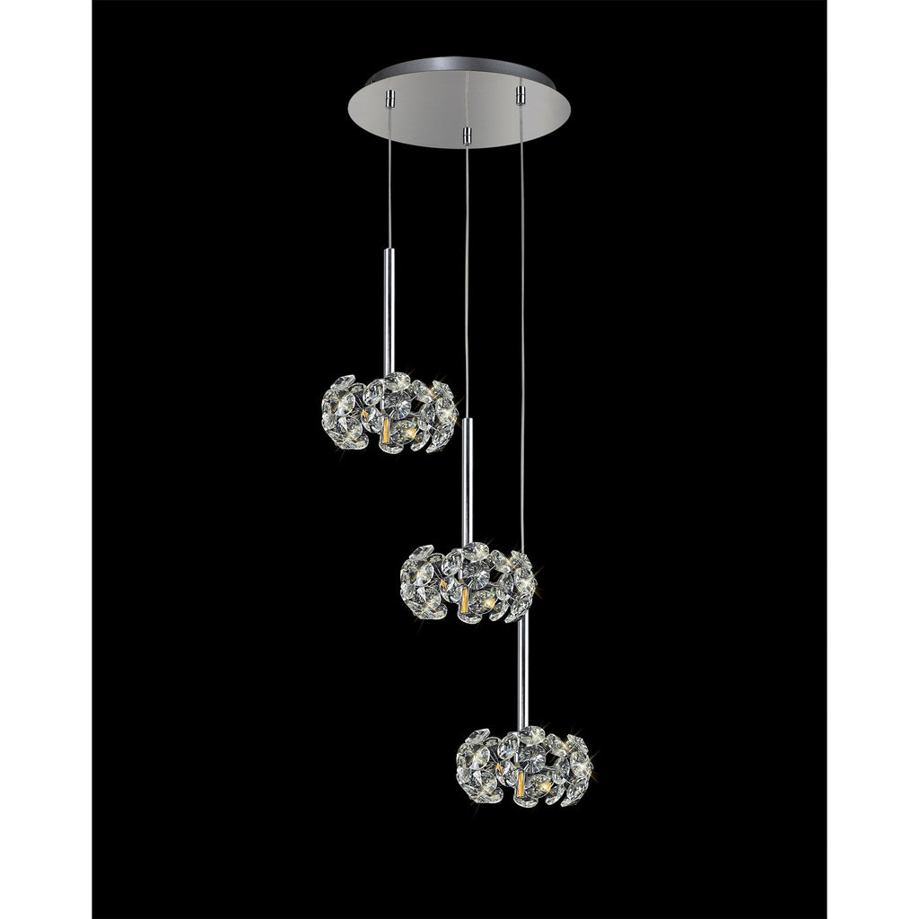 NLK04949 Paris 3 Light Round Pendant Polished Chrome Crystal