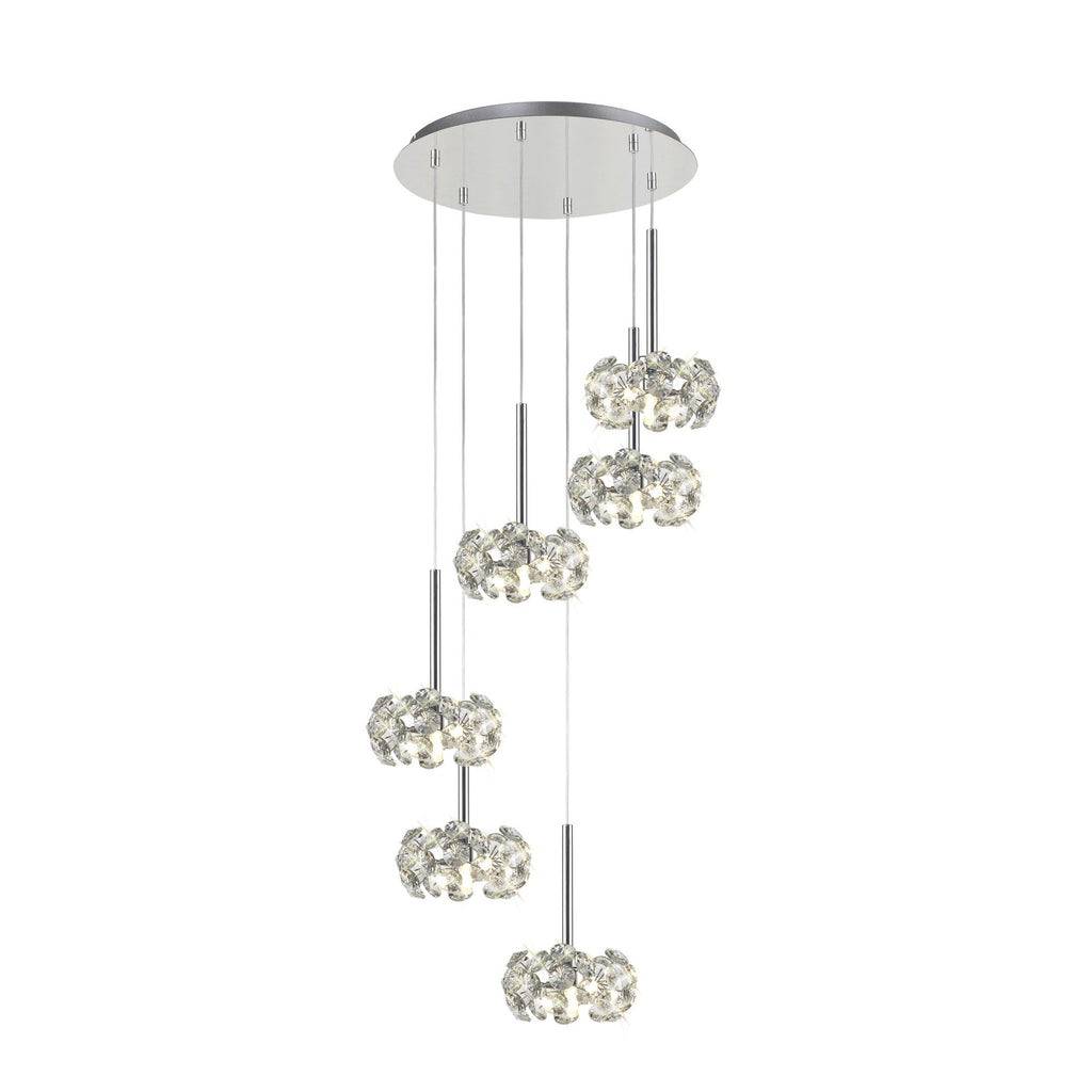 NLK04959 Paris 6 Light Round Pendant Polished Chrome Crystal