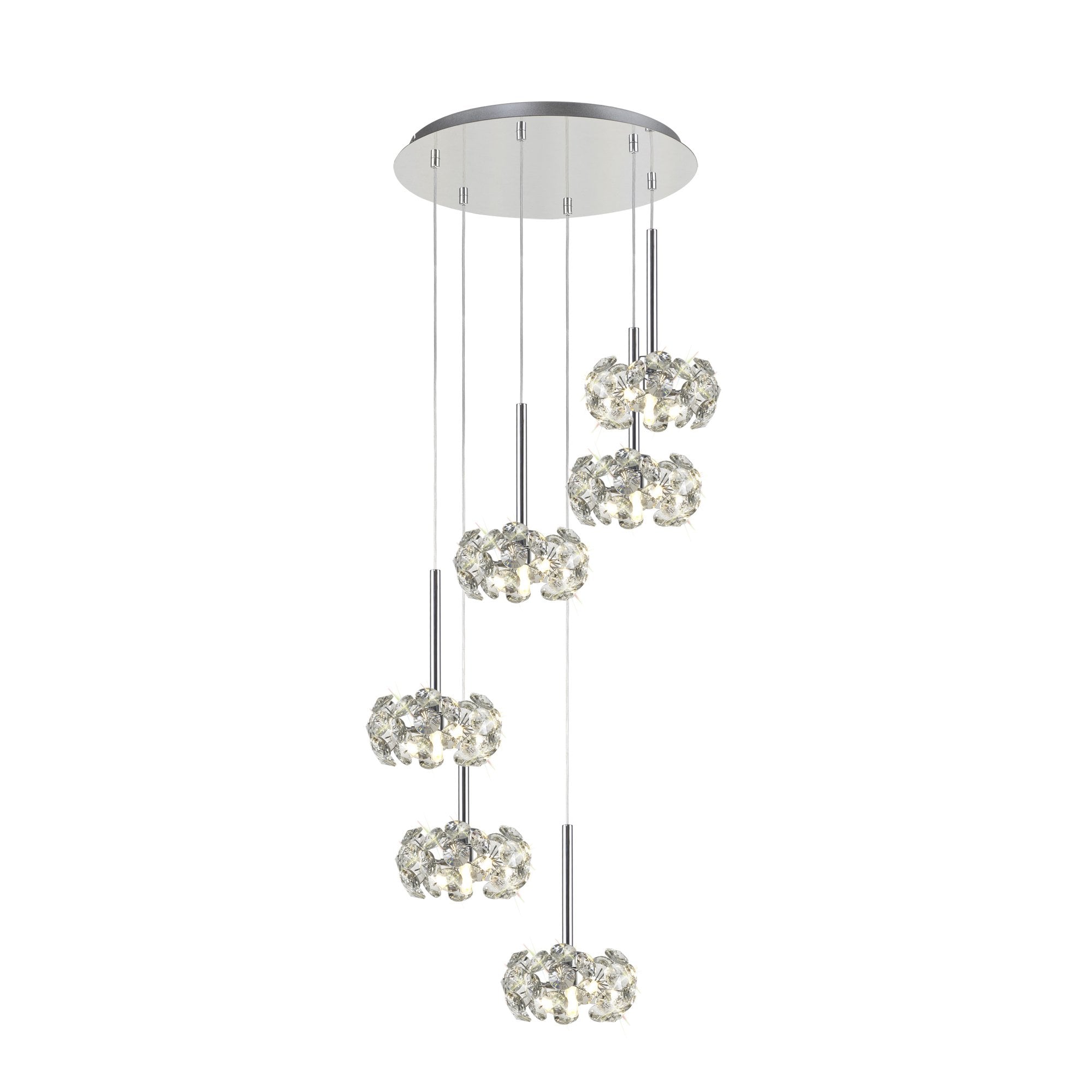 NLK04959 Paris 6 Light Round Pendant Polished Chrome Crystal