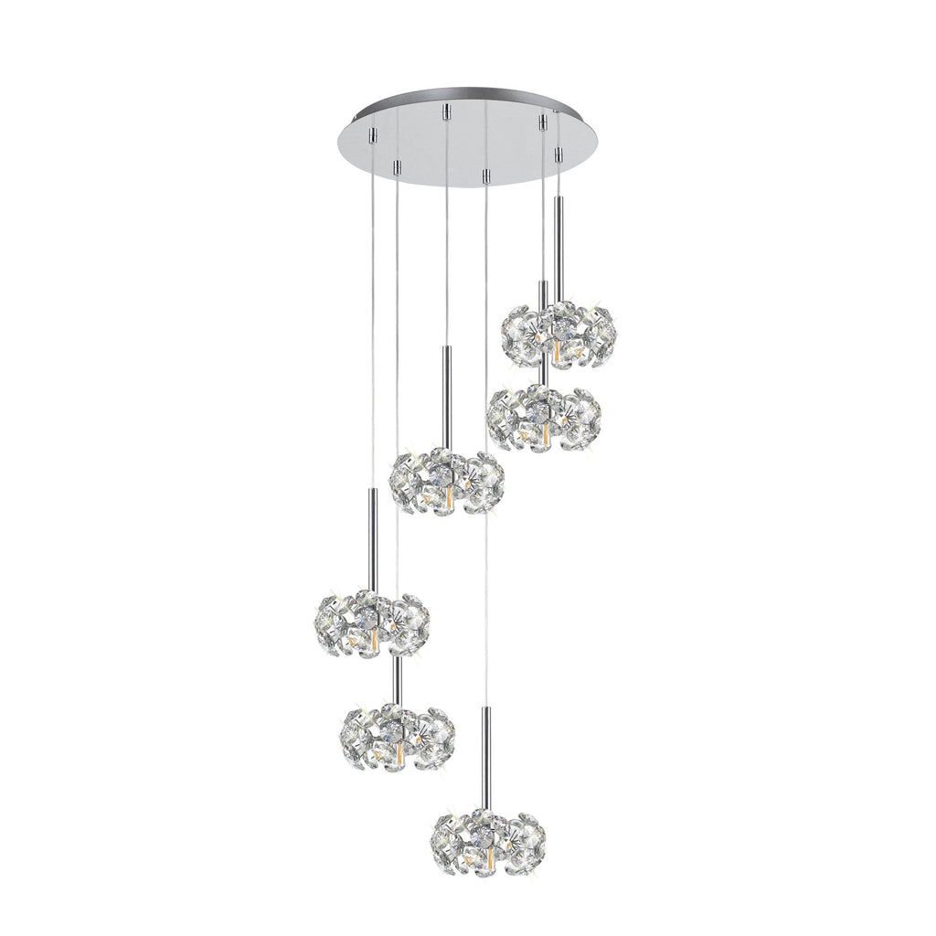 NLK04959 Paris 6 Light Round Pendant Polished Chrome Crystal