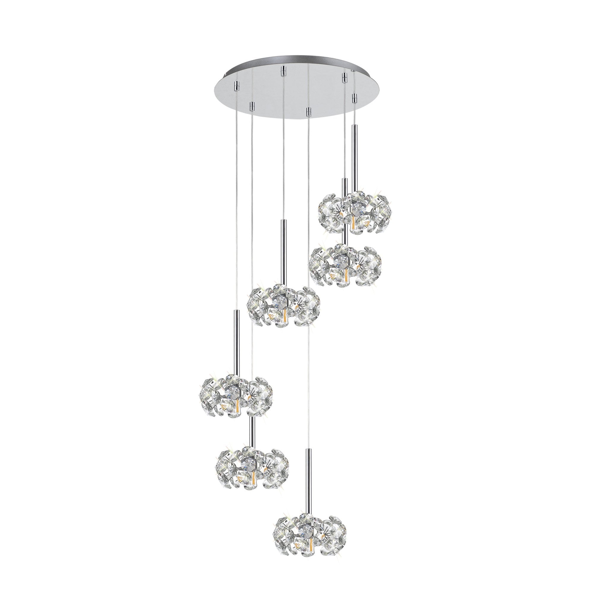 NLK04959 Paris 6 Light Round Pendant Polished Chrome Crystal