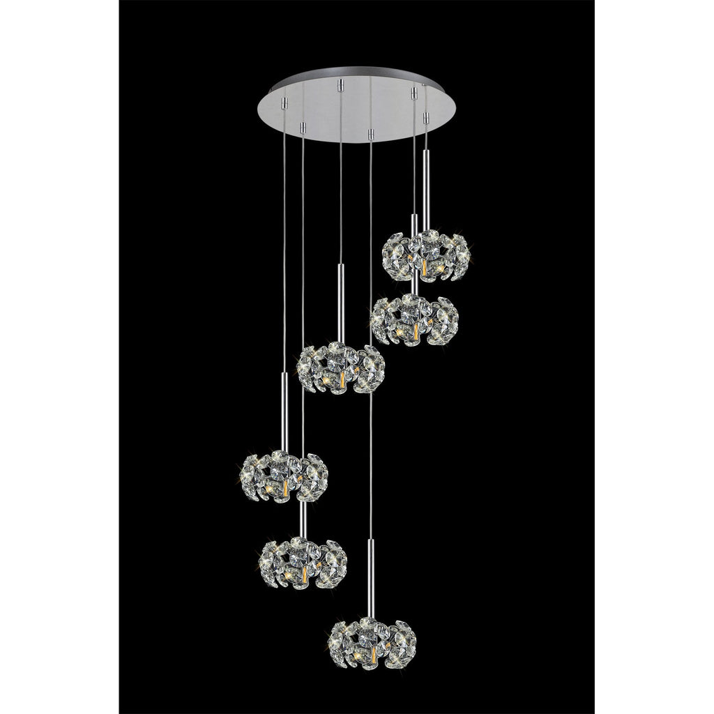 NLK04959 Paris 6 Light Round Pendant Polished Chrome Crystal